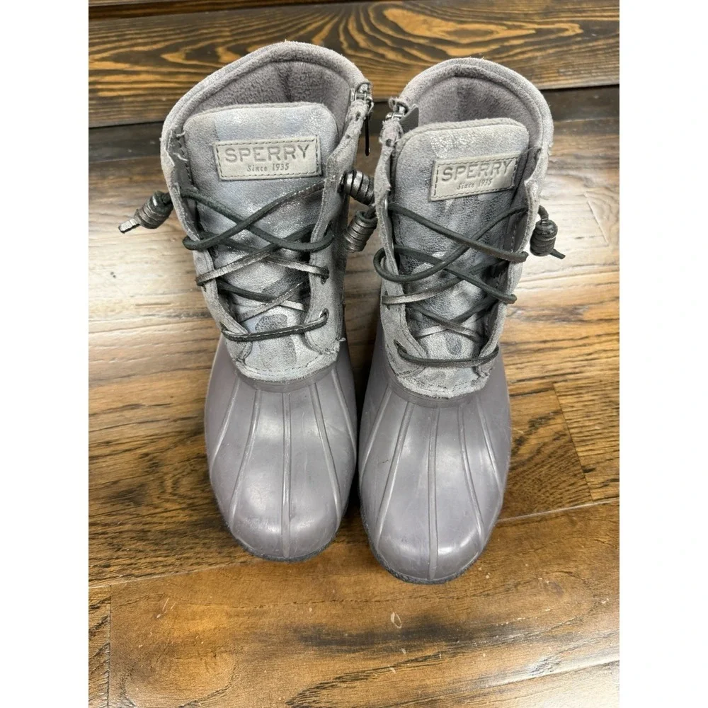 Sperry Duck Boots Gray Silver‎ Camo 5.5 STS87061 Saltwater